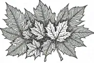 maple leaf and aspen leaf with dog paw tattoo design idea
