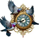 turtle doves rosary clock mechanism intertwined tattoo design idea