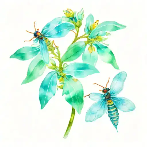 cicada flowers forming tattoo design idea