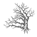 evil Druid with tree growing tattoo design idea