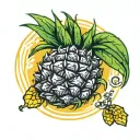 an upside down pineapple tattoo design idea