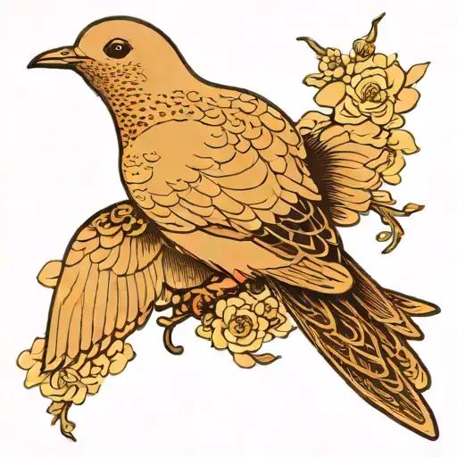 mourning dove flying tattoo design idea