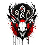 stag skull and Celtic symbol integrated tattoo design idea