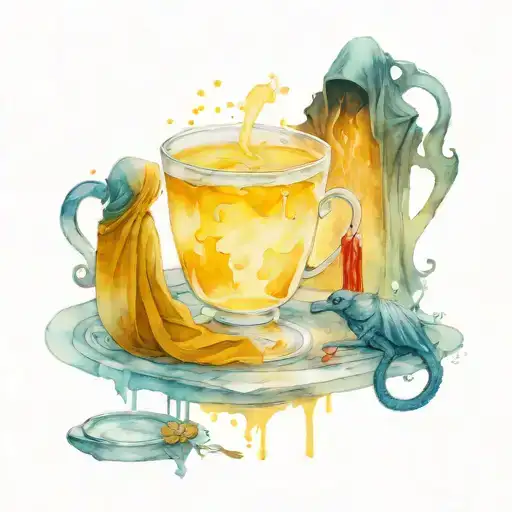 the suriel, a nazgul and a dementor having tea tattoo design idea