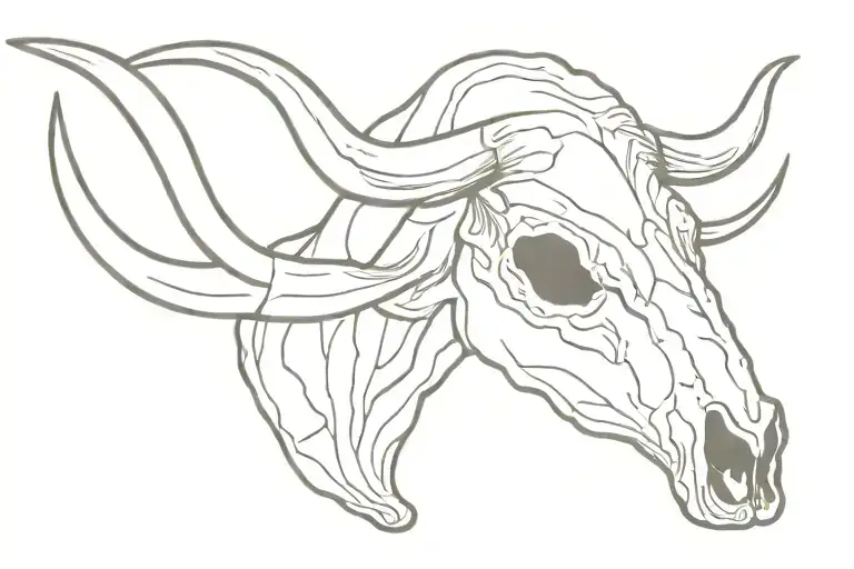simple Texas long horn bull skull tattoo design idea
