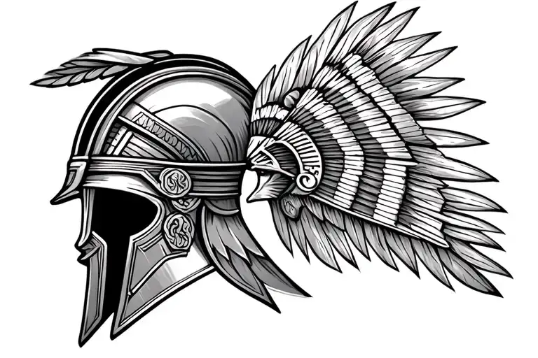 Trojan helmet with Guatemalan symbol incorporated tattoo design idea
