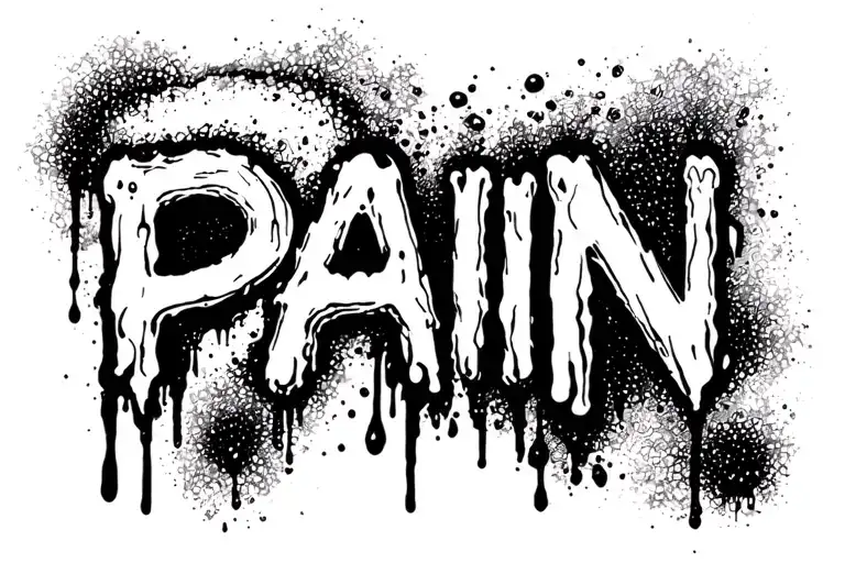"PAIN" Bloody Pain tattoo design idea
