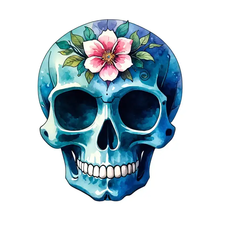 sugar skull prostate cancer ribbon tattoo design idea