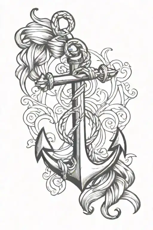 anchor with ribbon wrapped round tattoo design idea