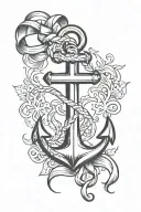 anchor with ribbon wrapped round tattoo design idea