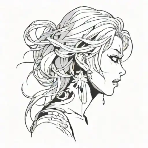 Anime girl ahegao tattoo design idea