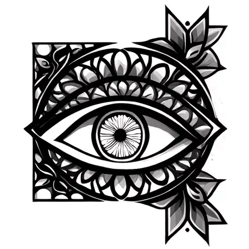 eye of Ra geometric incorporating seed of life design tattoo design idea