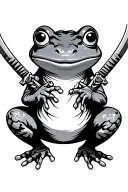 Traditional Japanese Frog with 2 katanas tattoo design idea