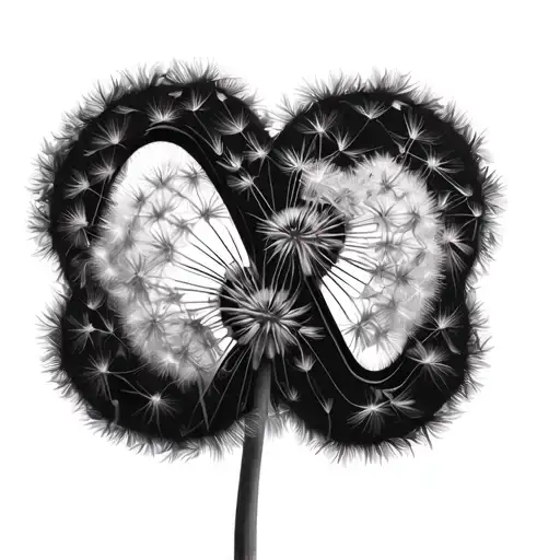 An infinity symbol made out of dandelion seeds, symbolizing eternal love and connection tattoo design idea