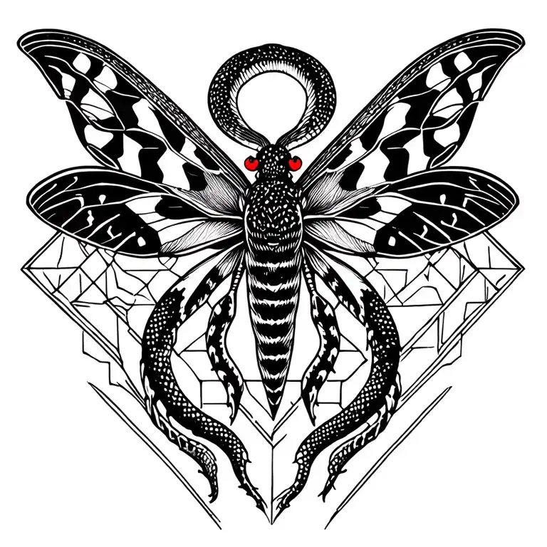 moth and snake tattoo tattoo design idea