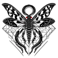 moth and snake tattoo tattoo design idea