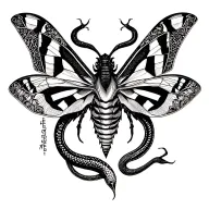 moth and snake tattoo tattoo design idea