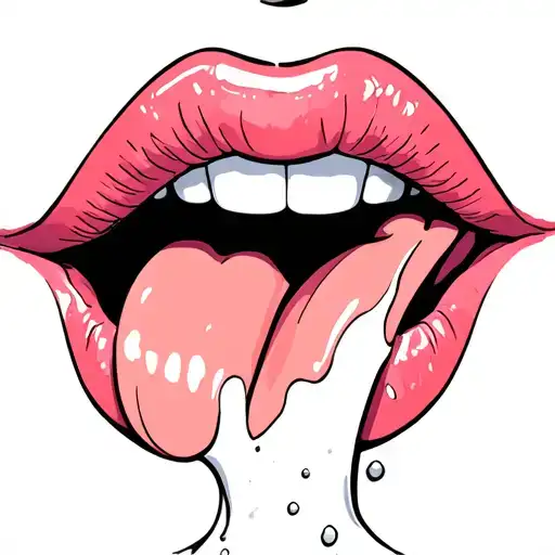 open lips, full of milk, tongue sticking out  tattoo design idea