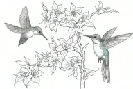 hummingbird with a butterfly bush as vines hanging tattoo design idea