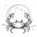 Crab analysing candle stick pattern, chilling on the moon while the moon is engulfed with the 69sign tattoo design idea
