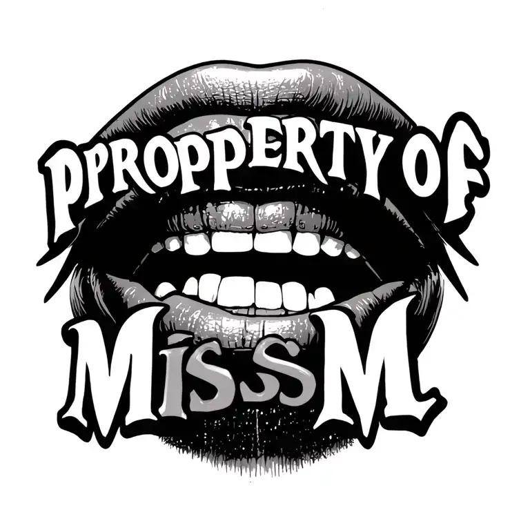 text saying "property of Miss M" with a human bite mark tattoo design idea