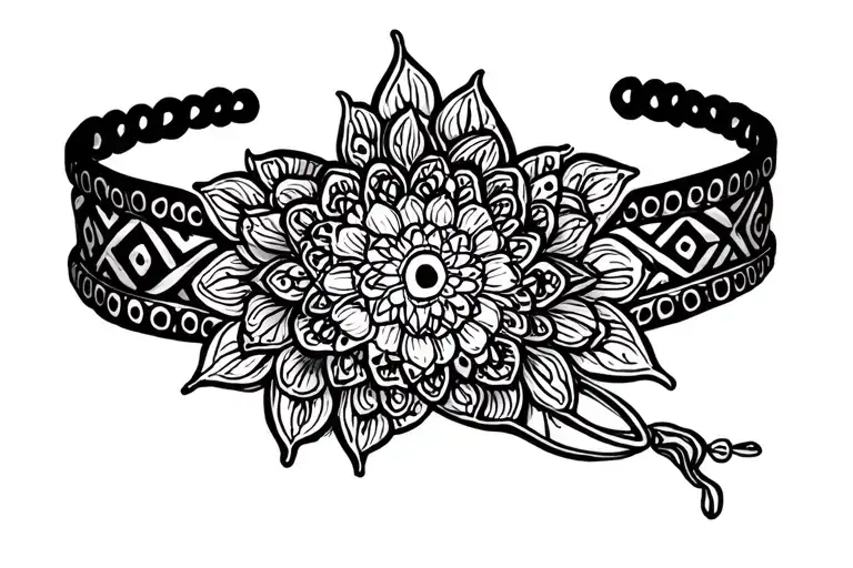 bracelet ankle mandala fine line tattoo design idea