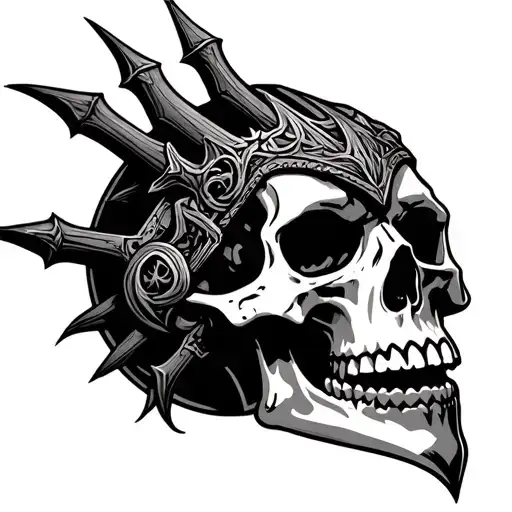 khorne symbol on a skull  tattoo design idea