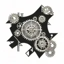 cogs broken heart stopped clock tattoo design idea
