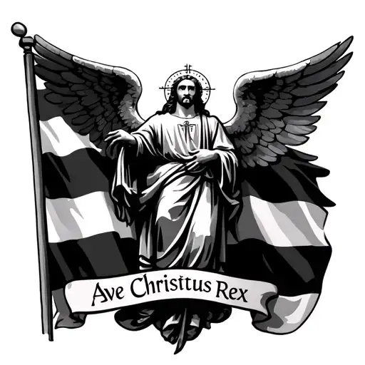 Ave Christus Rex croatian flag and angel tattoo design idea