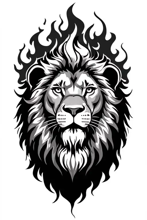lion with fire tattoo design idea