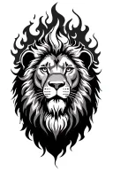 lion with fire tattoo design idea