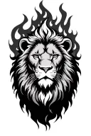 lion with fire tattoo design idea