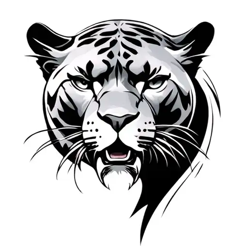 panther head emerging tattoo design idea