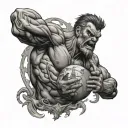 angry Atlas Holding the earth globe tattoo design idea