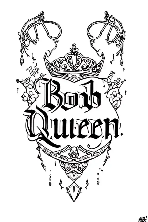 Gothic Text saying Boob Queen tattoo design idea