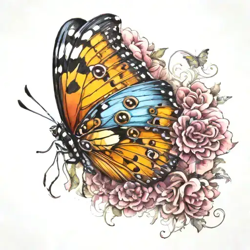 Semicolon butterfly with eyes tattoo design idea