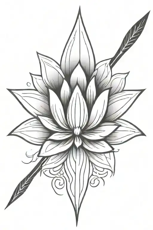spear lotus murughan Hindu mythology tattoo design idea
