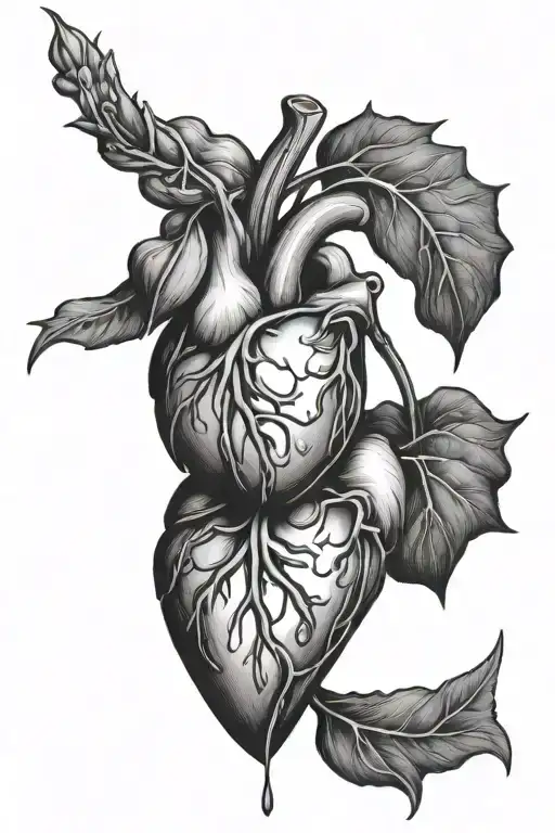 bleeding heart intertwined tattoo design idea