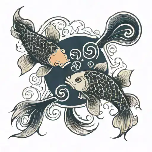 pisces, koi fish yin yang tattoo design idea