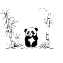 small panda holding 2 bamboo forest tattoo design idea