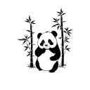 small panda holding 2 bamboo forest tattoo design idea