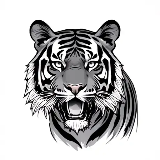“It’s not hard because I was the one who jumped into the rough jungle” tiger tattoo design idea