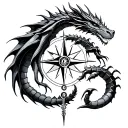dragon and scorpion and compass and faith tattoo design idea