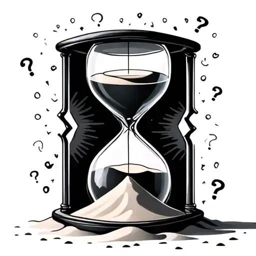 hourglass with question marks as the sand tattoo design idea