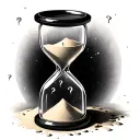 hourglass with question marks as the sand tattoo design idea