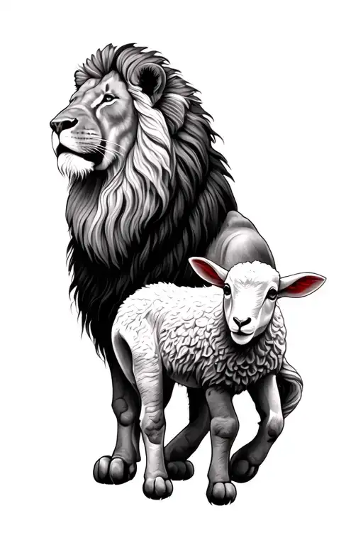 Lion And Lamb tattoo design idea