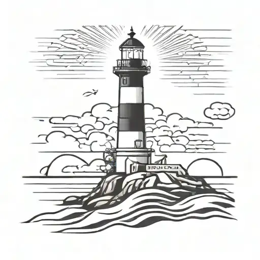lighthouse shining tattoo design idea