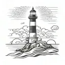 lighthouse shining tattoo design idea