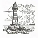 lighthouse shining tattoo design idea