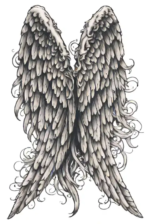 Angel wings one broken one normal  tattoo design idea